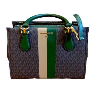 MICHAEL KORS Marilyn Amazon Green MK Monogram Print Satchel Small handbag NWT